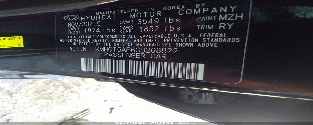 KMHCT5AE6GU268822 2016 HYUNDAI ACCENT photo no. 9