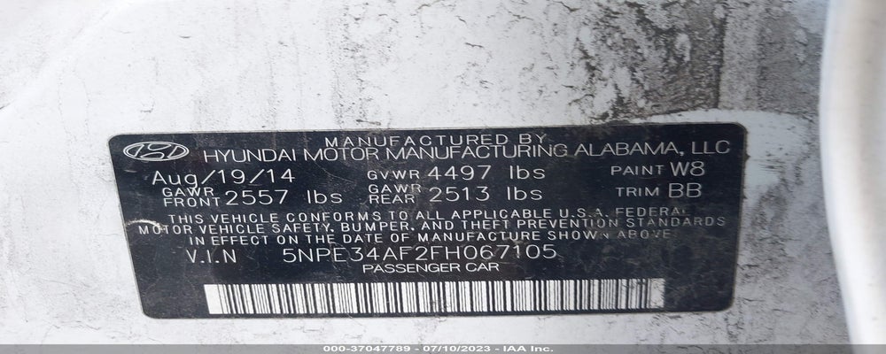 5NPE34AF2FH067105 2015 HYUNDAI SONATA photo no. 9