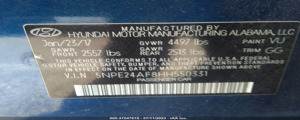 5NPE24AF8HH550331 2017 HYUNDAI SONATA photo no. 9
