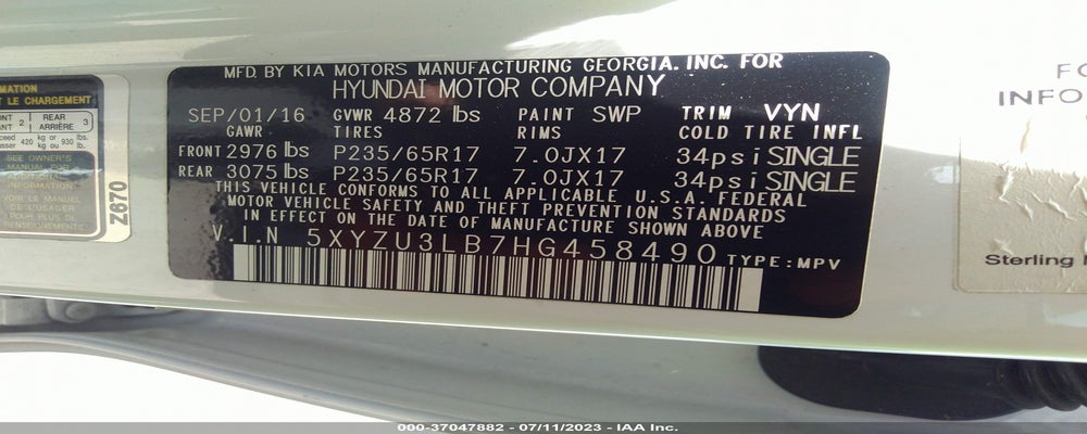 5XYZU3LB7HG458490 2017 HYUNDAI SANTA FE SPORT photo no. 9