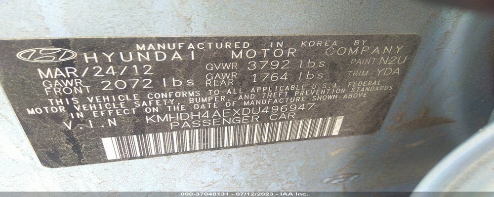 KMHDH4AEXDU496947 2013 HYUNDAI ELANTRA photo no. 9
