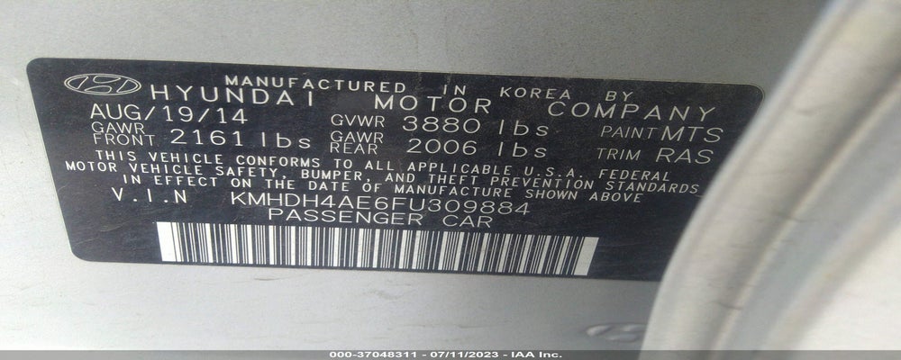 KMHDH4AE6FU309884 2015 HYUNDAI ELANTRA photo no. 9