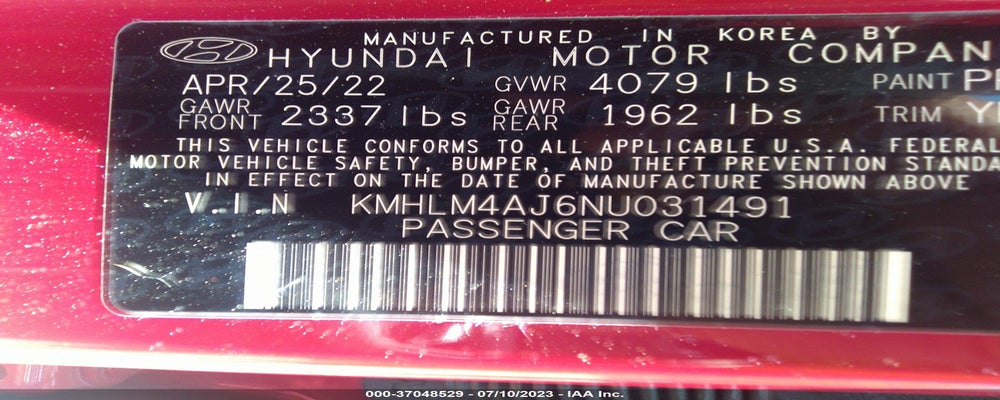 KMHLM4AJ6NU031491 2022 HYUNDAI ELANTRA HYBRID photo no. 9
