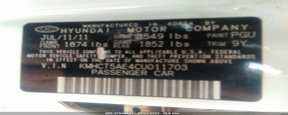 KMHCT5AE4CU011703 2012 HYUNDAI ACCENT photo no. 9