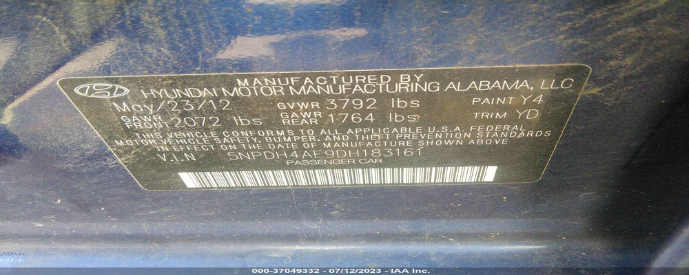 5NPDH4AE9DH183161 2013 HYUNDAI ELANTRA photo no. 9
