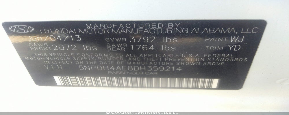 5NPDH4AE8DH359214 2013 HYUNDAI ELANTRA photo no. 9