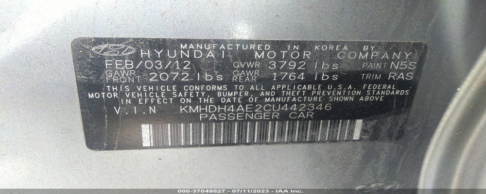 KMHDH4AE2CU442346 2012 HYUNDAI ELANTRA photo no. 9