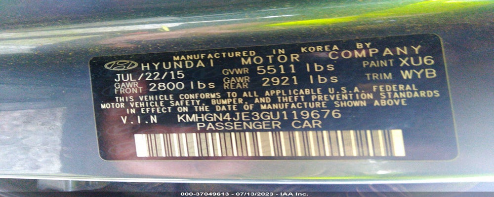 KMHGN4JE3GU119676 2016 HYUNDAI GENESIS photo no. 9