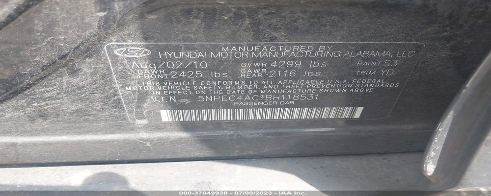 5NPEC4AC1BH118531 2011 HYUNDAI SONATA photo no. 9