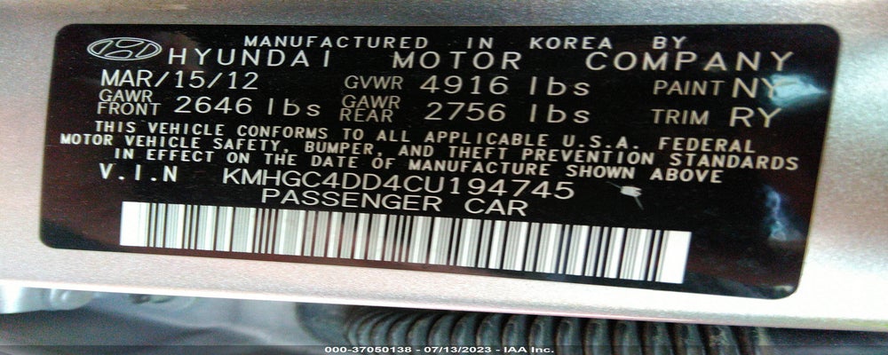 KMHGC4DD4CU194745 2012 HYUNDAI GENESIS photo no. 9