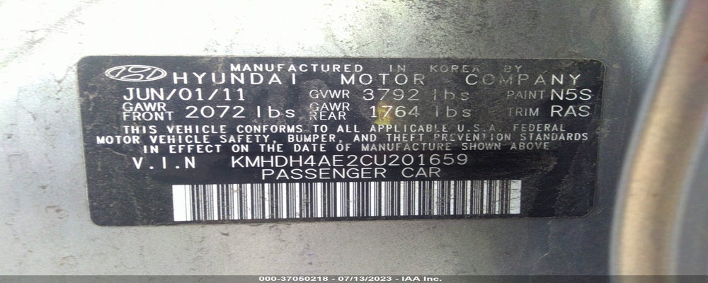 KMHDH4AE2CU201659 2012 HYUNDAI ELANTRA photo no. 9