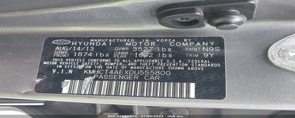 KMHCT4AEXDU555800 2013 HYUNDAI ACCENT photo no. 9