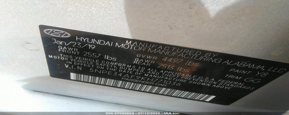 5NPE34AF9KH771036 2019 HYUNDAI SONATA photo no. 9