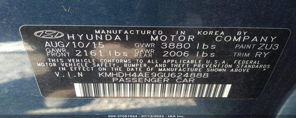 KMHDH4AE9GU624888 2016 HYUNDAI ELANTRA photo no. 9