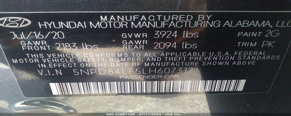 5NPD84LF5LH607312 2020 HYUNDAI ELANTRA photo no. 9