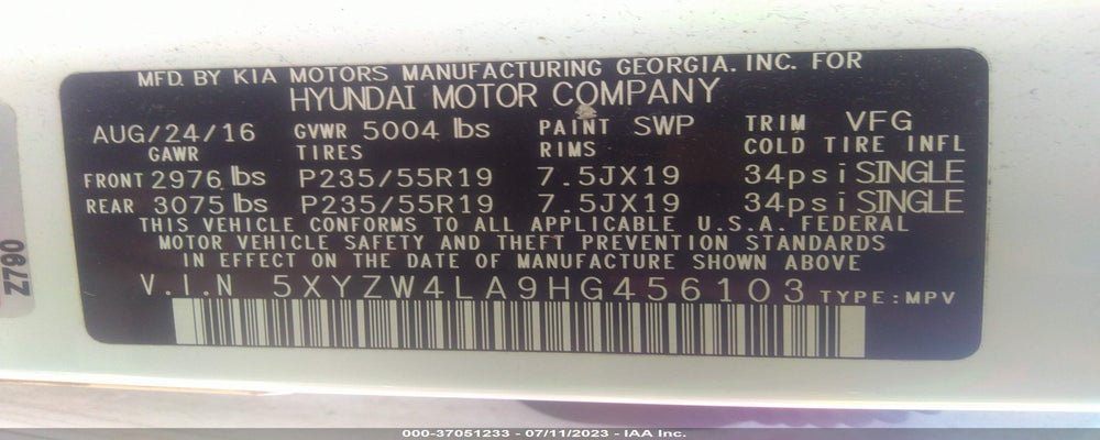 5XYZW4LA9HG456103 2017 HYUNDAI SANTA FE SPORT photo no. 9