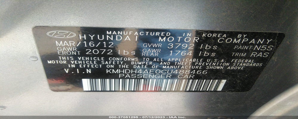 KMHDH4AE0CU488466 2012 HYUNDAI ELANTRA photo no. 9