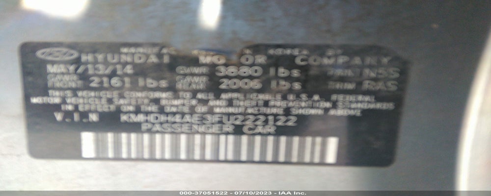 KMHDH4AE3FU222122 2015 HYUNDAI ELANTRA photo no. 9