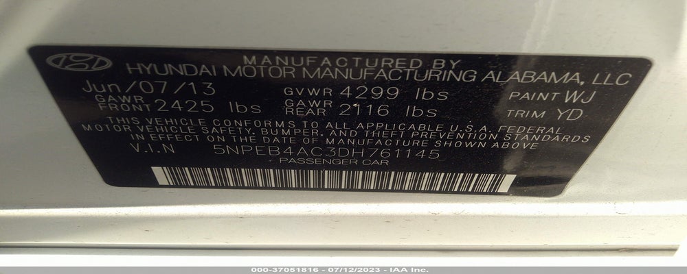 5NPEB4AC3DH761145 2013 HYUNDAI SONATA photo no. 9