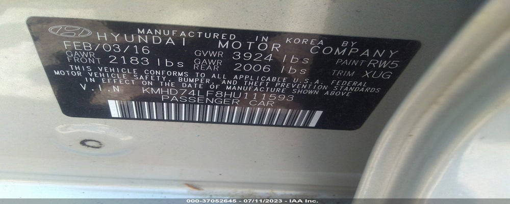 KMHD74LF8HU111593 2017 HYUNDAI ELANTRA photo no. 9