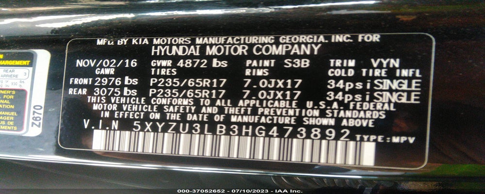 5XYZU3LB3HG473892 2017 HYUNDAI SANTA FE SPORT photo no. 9