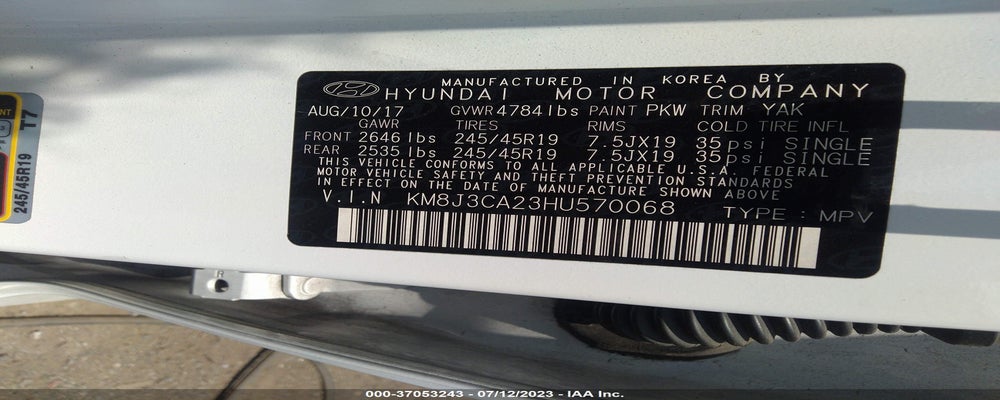 KM8J3CA23HU570068 2017 HYUNDAI TUCSON photo no. 9