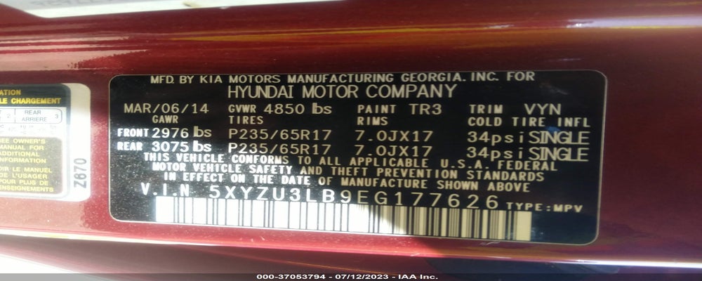 5XYZU3LB9EG177626 2014 HYUNDAI SANTA FE SPORT photo no. 9