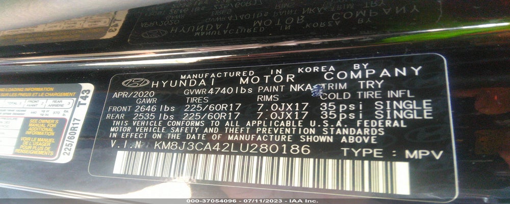 KM8J3CA42LU280186 2020 HYUNDAI TUCSON photo no. 9