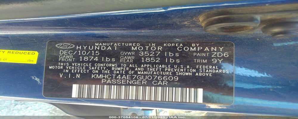 KMHCT4AE7GU076609 2016 HYUNDAI ACCENT photo no. 9