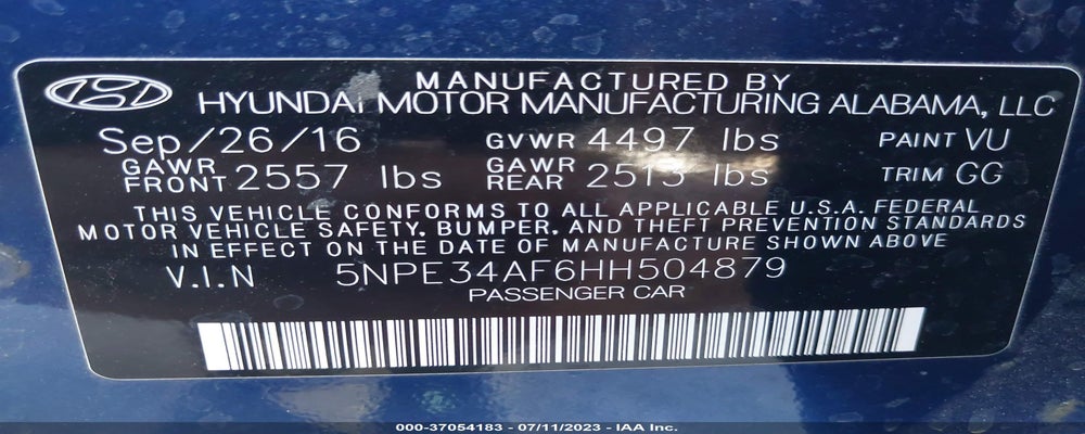 5NPE34AF6HH504879 2017 HYUNDAI SONATA photo no. 9