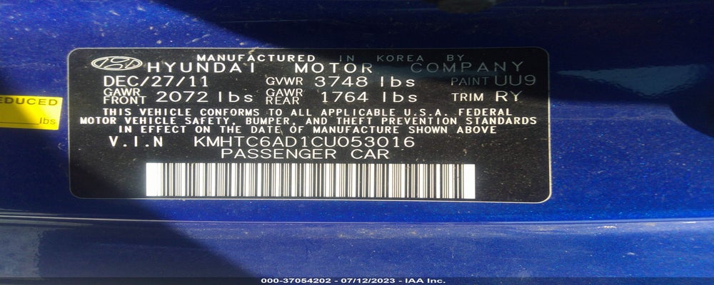 KMHTC6AD1CU053016 2012 HYUNDAI VELOSTER photo no. 9
