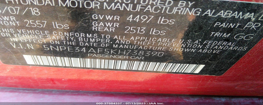 5NPE34AF5KH738390 2019 HYUNDAI SONATA photo no. 9
