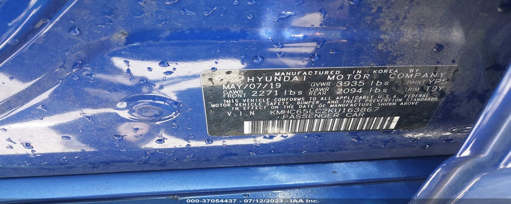 KMHC65LC2KU163867 2019 HYUNDAI IONIQ photo no. 9