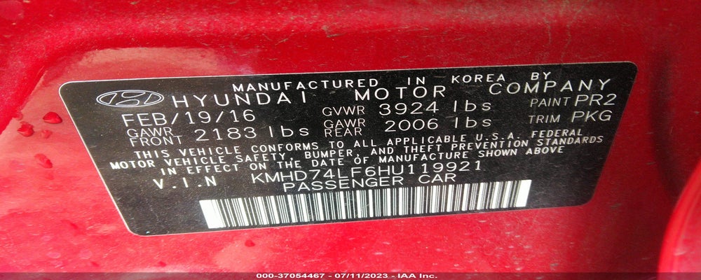KMHD74LF6HU119921 2017 HYUNDAI ELANTRA photo no. 9