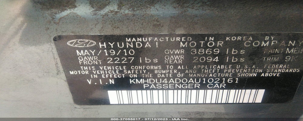 KMHDU4AD0AU102161 2010 HYUNDAI ELANTRA photo no. 9