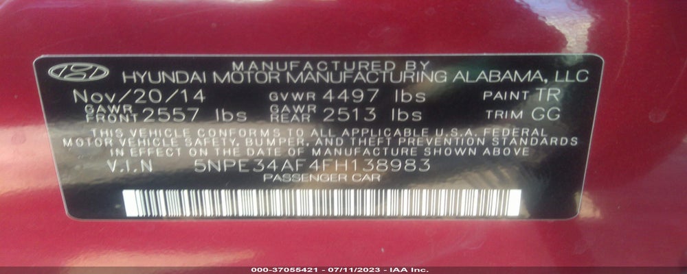 5NPE34AF4FH138983 2015 HYUNDAI SONATA photo no. 9
