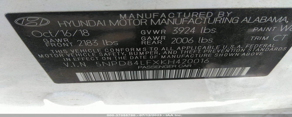 5NPD84LFXKH420016 2019 HYUNDAI ELANTRA photo no. 9