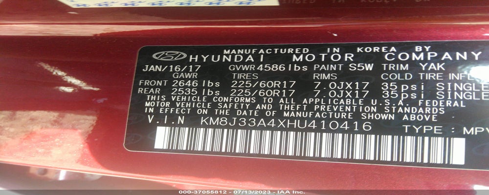 KM8J33A4XHU410416 2017 HYUNDAI TUCSON photo no. 9