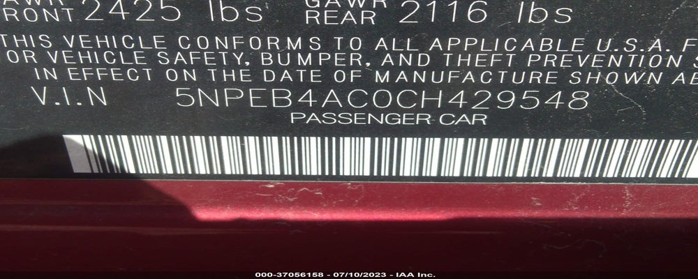 5NPEB4AC0CH429548 2012 HYUNDAI SONATA photo no. 9