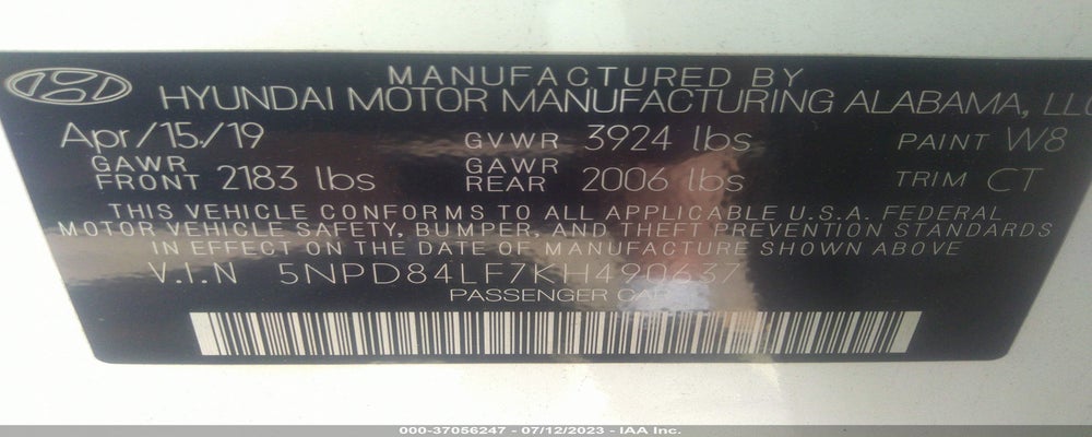 5NPD84LF7KH490637 2019 HYUNDAI ELANTRA photo no. 9
