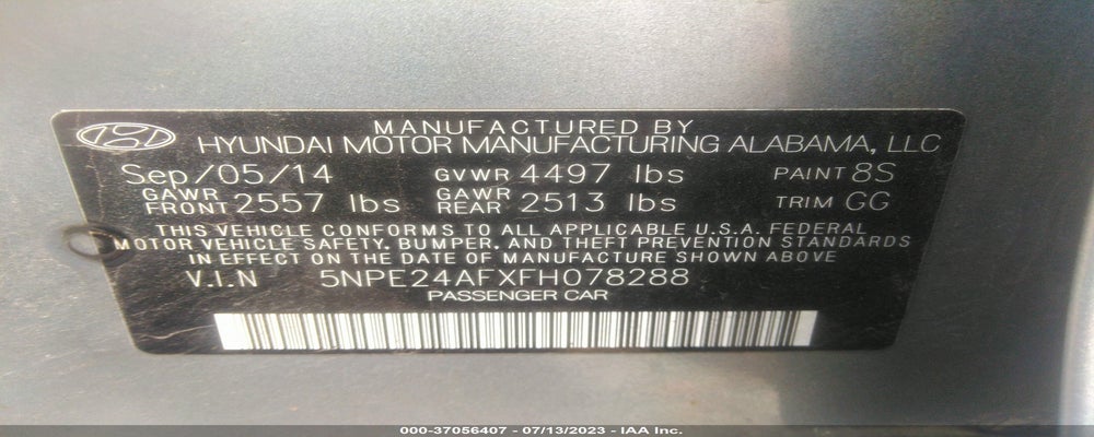 5NPE24AFXFH078288 2015 HYUNDAI SONATA photo no. 9