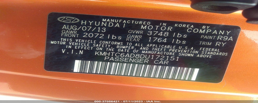 KMHTC6AD8DU172151 2013 HYUNDAI VELOSTER photo no. 9