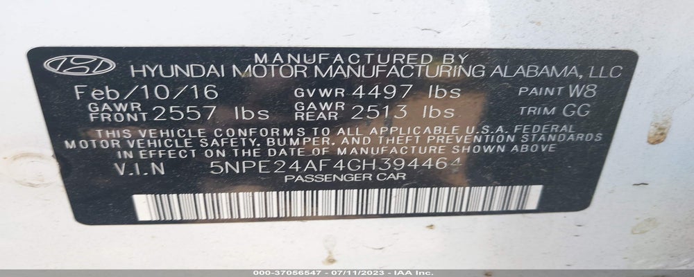 5NPE24AF4GH394464 2016 HYUNDAI SONATA photo no. 9