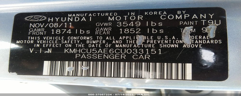 KMHCU5AE6CU033151 2012 HYUNDAI ACCENT photo no. 9