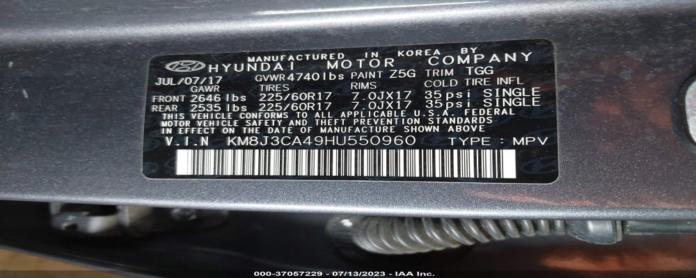 KM8J3CA49HU550960 2017 HYUNDAI TUCSON photo no. 9