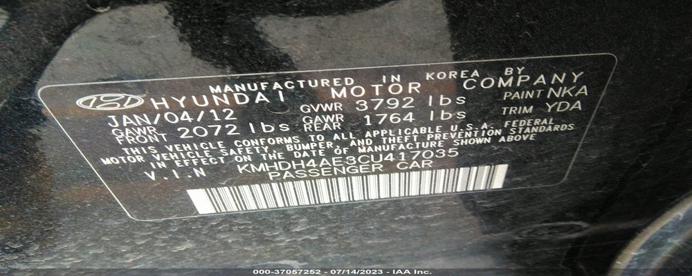 KMHDH4AE3CU417035 2012 HYUNDAI ELANTRA photo no. 9