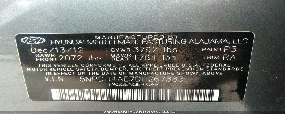 5NPDH4AE7DH267883 2013 HYUNDAI ELANTRA photo no. 9