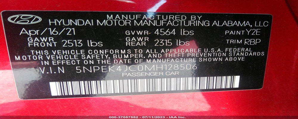 5NPEK4JC0MH128506 2021 HYUNDAI SONATA photo no. 9