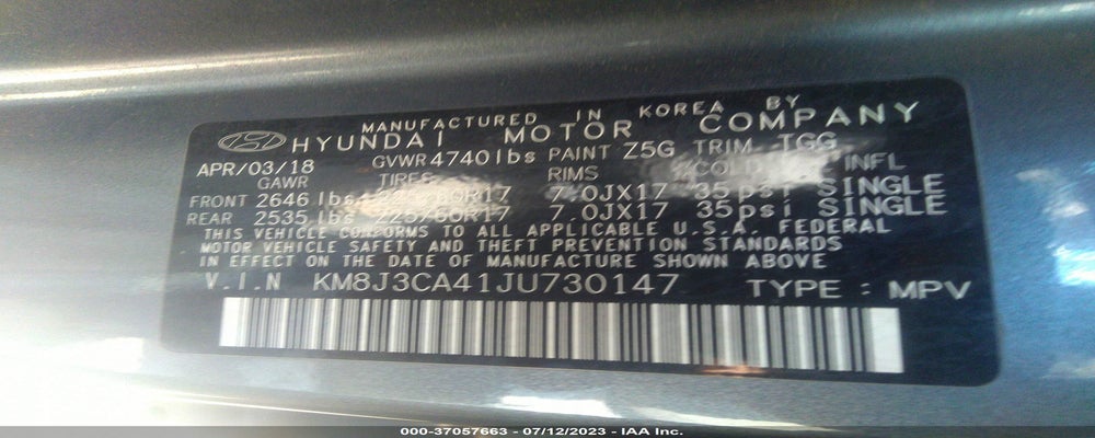 KM8J3CA41JU730147 2018 HYUNDAI TUCSON photo no. 9