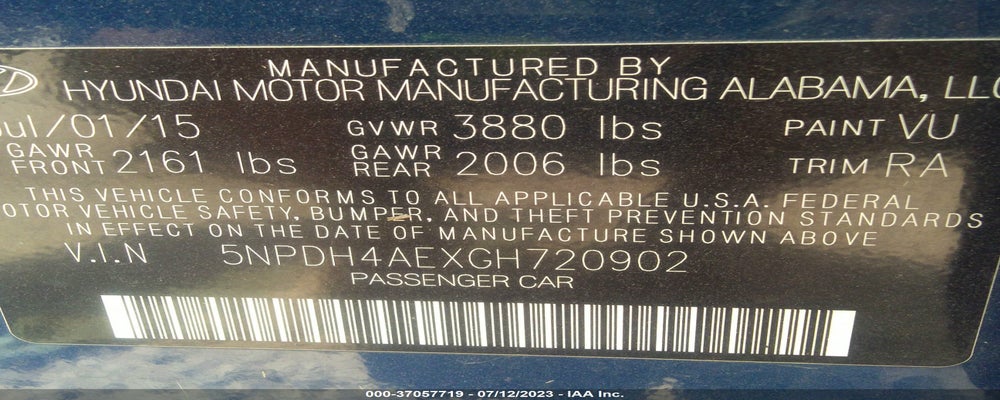 5NPDH4AEXGH720902 2016 HYUNDAI ELANTRA photo no. 9